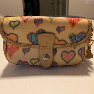 Dooney & Bourke Multicolor Heart Print Coated Canvas Flap Wristlet
